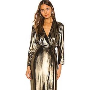 NWT. LAgence Reliah gold wrap dress, perfect for holidays, NYE party etc.